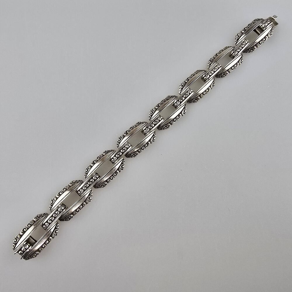 Vintage Sterling Silver 925 Ornate Link Bracelet 18cm